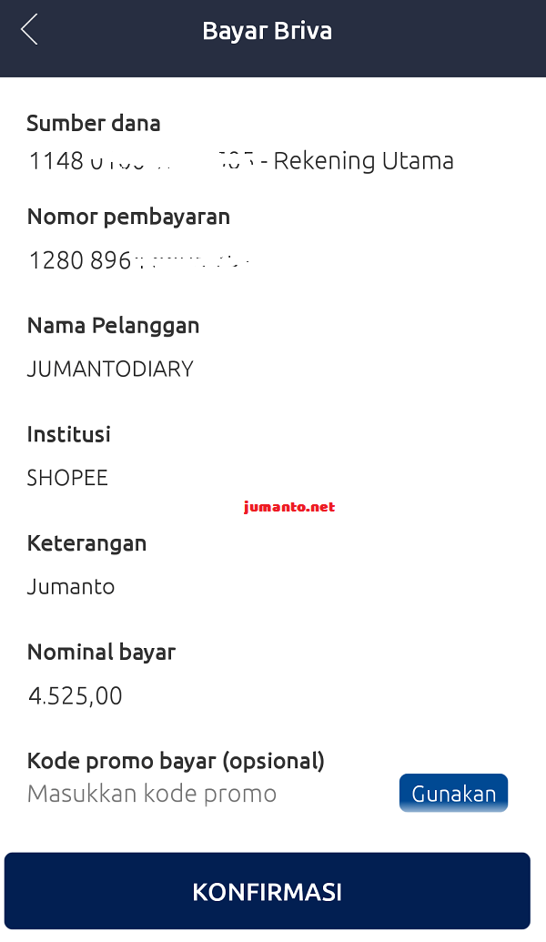 Cara Bayar Shopee Lewat BRIMO Pakai Kode BRIVA & Biaya Admin